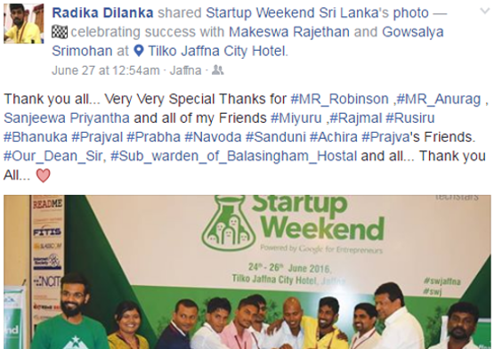 Startup Weekend Jaffna - 2016